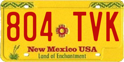 NM license plate 804TVK