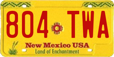 NM license plate 804TWA