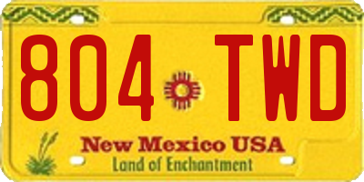NM license plate 804TWD