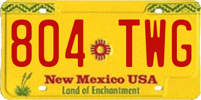 NM license plate 804TWG