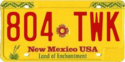 NM license plate 804TWK
