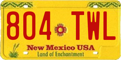 NM license plate 804TWL