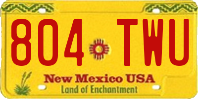 NM license plate 804TWU