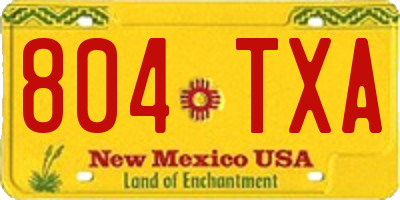 NM license plate 804TXA