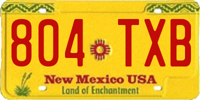 NM license plate 804TXB