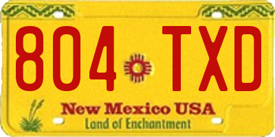 NM license plate 804TXD