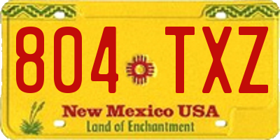 NM license plate 804TXZ