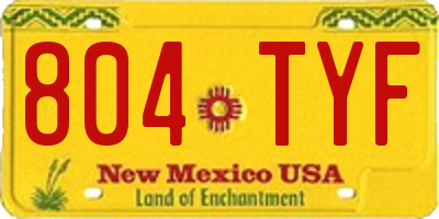 NM license plate 804TYF