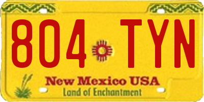 NM license plate 804TYN