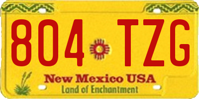 NM license plate 804TZG