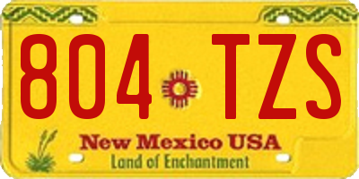 NM license plate 804TZS