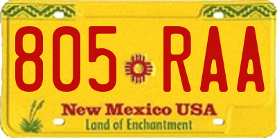 NM license plate 805RAA