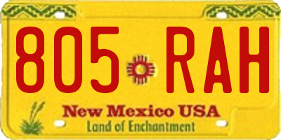 NM license plate 805RAH