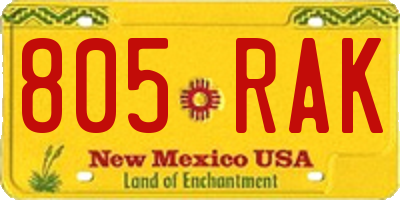 NM license plate 805RAK