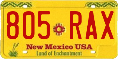 NM license plate 805RAX