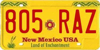 NM license plate 805RAZ