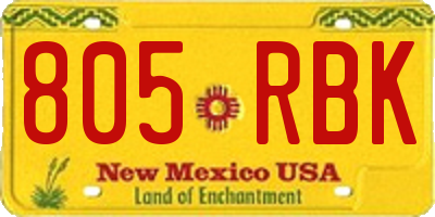NM license plate 805RBK