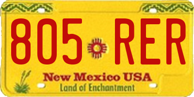NM license plate 805RER