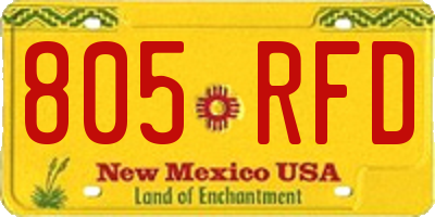 NM license plate 805RFD