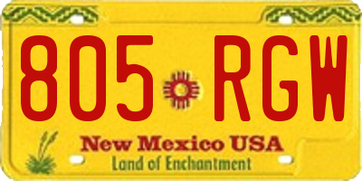 NM license plate 805RGW
