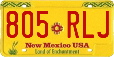 NM license plate 805RLJ