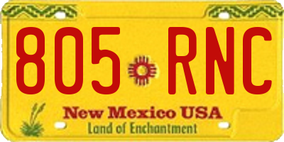 NM license plate 805RNC