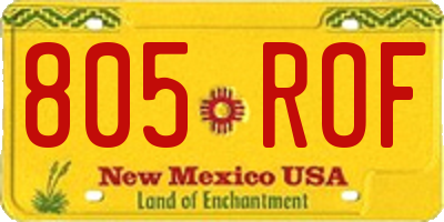 NM license plate 805ROF