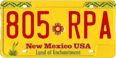 NM license plate 805RPA