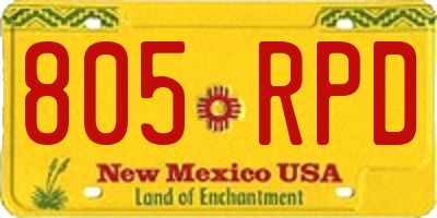 NM license plate 805RPD