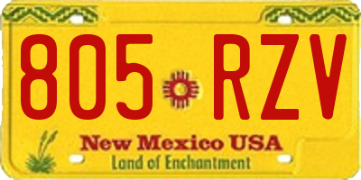 NM license plate 805RZV