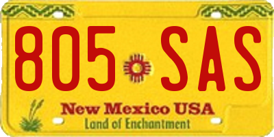 NM license plate 805SAS