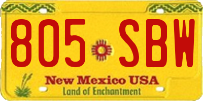 NM license plate 805SBW
