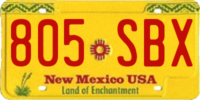 NM license plate 805SBX