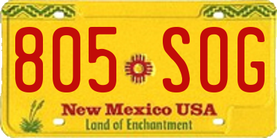 NM license plate 805SOG