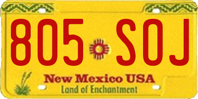 NM license plate 805SOJ