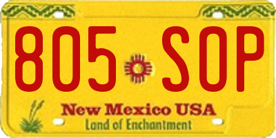 NM license plate 805SOP