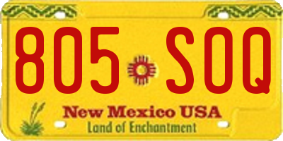 NM license plate 805SOQ