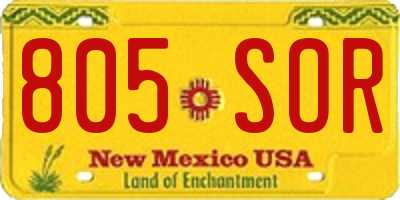 NM license plate 805SOR