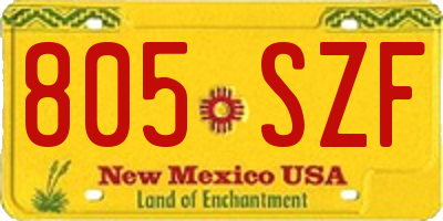 NM license plate 805SZF