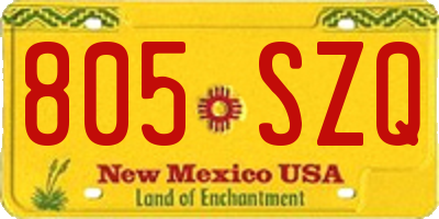 NM license plate 805SZQ