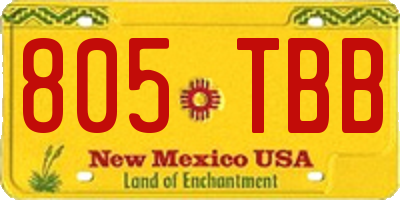 NM license plate 805TBB