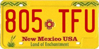 NM license plate 805TFU