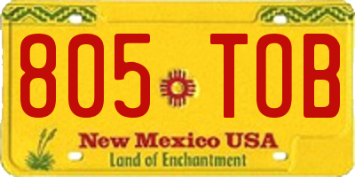 NM license plate 805TOB