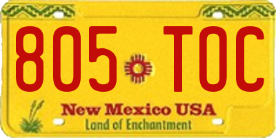 NM license plate 805TOC