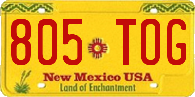 NM license plate 805TOG