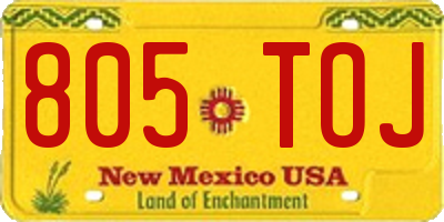 NM license plate 805TOJ