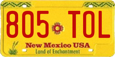 NM license plate 805TOL