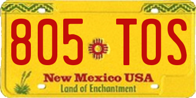 NM license plate 805TOS