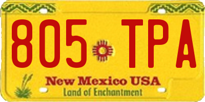 NM license plate 805TPA