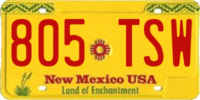 NM license plate 805TSW